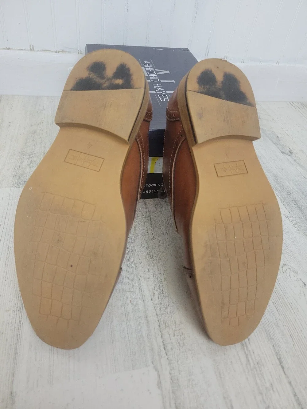 Ashford Hayes Boy's Tan Leather Cap-Toe Oxford Dress Shoes Size 4